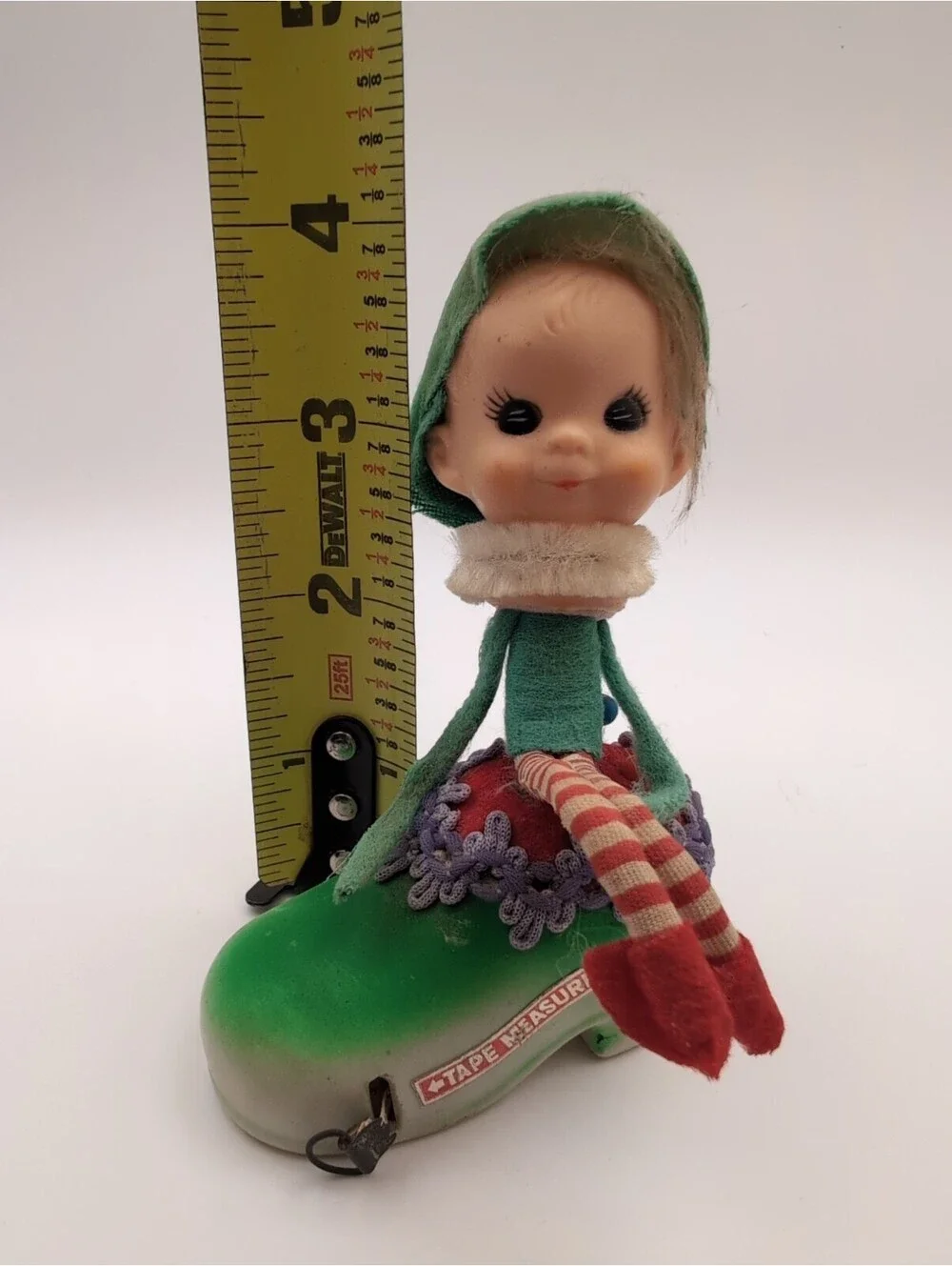 Vintage Pixie Elf Doll Tape Measure / Pincushion Japan 4